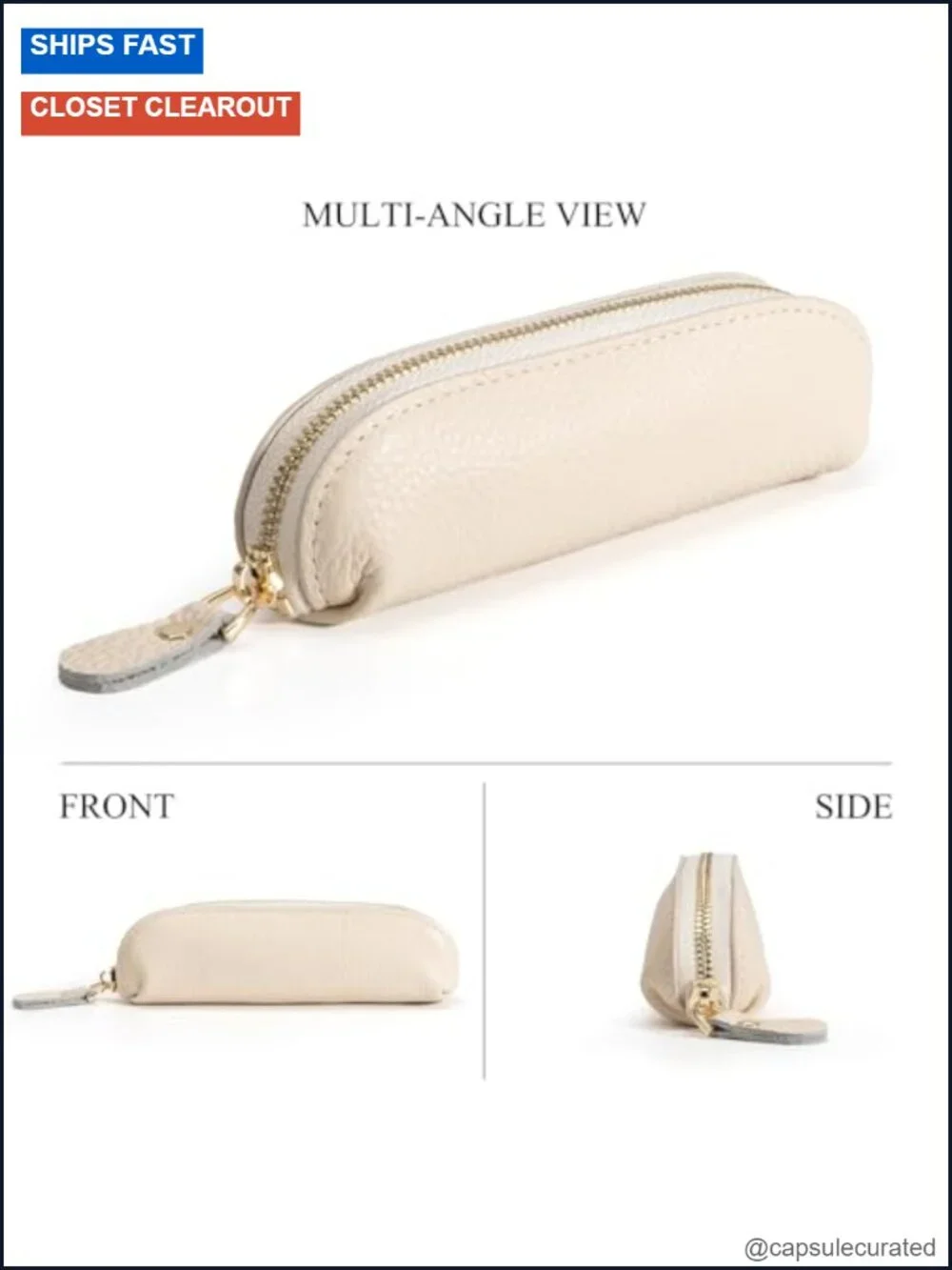 Full Grain Leather Coin Pouch - Small Travel Change Purse with Zipper, Key Pouch
